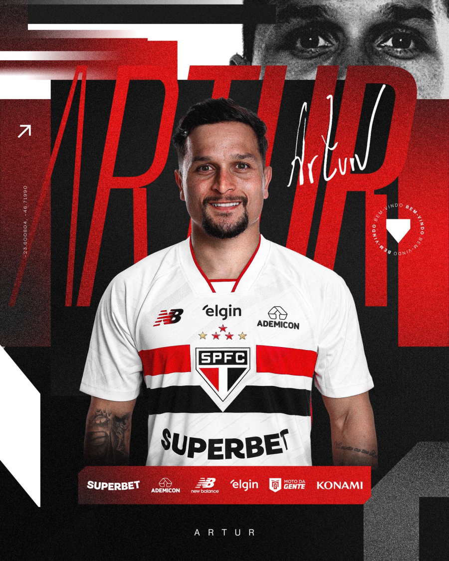 São Paulo anuncia contratação do atacante Artur para reforçar o elenco
